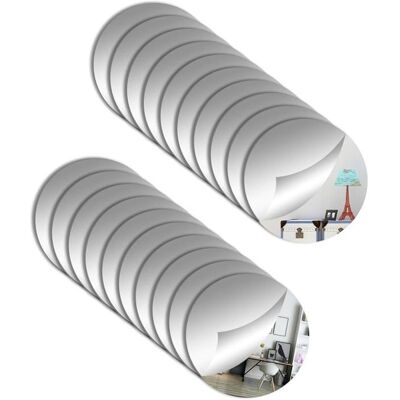 Lot de 20 miroirs muraux ronds en acrylique - Petit miroir sans cadre : autocollant DIY pour décoration murale (10 cm) - Publicité Lot de 20 miroirs muraux ronds en acrylique - Petit miroir sans cadre : autocollant DIY pour décoration murale (10 cm) - Publicité