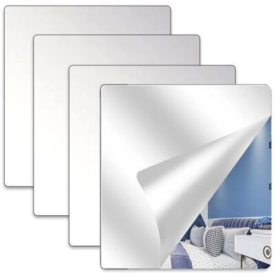 DONGDA Autocollants Muraux Miroirs - 4 Pièces - Acrylique 20x20cm - Incassables - Effet Miroir Blanc - Publicité DONGDA Autocollants Muraux Miroirs - 4 Pièces - Acrylique 20x20cm - Incassables - Effet Miroir Blanc - Publicité