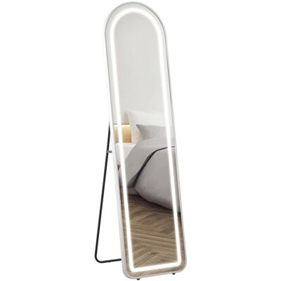 Miroir complet arqué - miroir pleine longueur LED - HOMCOM - 150 x 40 cm - 3 couleurs de lumière réglables - argent Blanc - Publicité Miroir complet arqué - miroir pleine longueur LED - HOMCOM - 150 x 40 cm - 3 couleurs de lumière réglables - argent Blanc - Publicité