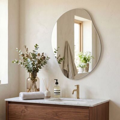 SONGMICS Miroir Décoratif Asymétrique Forme Pétale sans Cadre pour Salle de Bain Chambre Entrée 60 x 45 cm Noir - Publicité SONGMICS Miroir Décoratif Asymétrique Forme Pétale sans Cadre pour Salle de Bain Chambre Entrée 60 x 45 cm Noir - Publicité