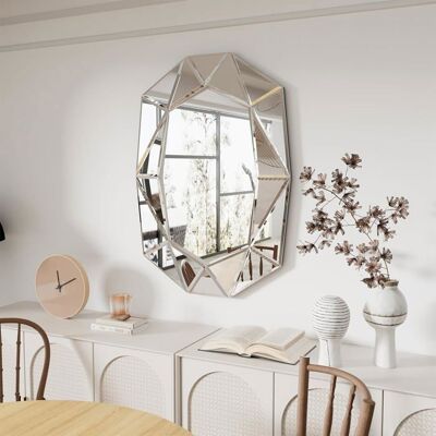 UNHO Miroir Mural - Argent - 100x72cm - Ovale - Design Contemporain - Bords Biseautés Gris - Publicité UNHO Miroir Mural - Argent - 100x72cm - Ovale - Design Contemporain - Bords Biseautés Gris - Publicité