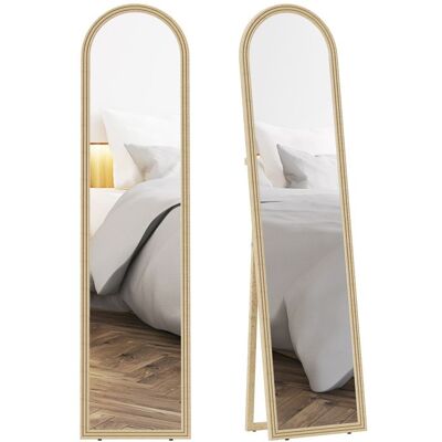 Miroir de sol arqué - HOMCOM - pleine longueur - cadre en effet imitation pierre - pour salon chambre - 40 x 160 cm - beige Beige - Publicité Miroir de sol arqué - HOMCOM - pleine longueur - cadre en effet imitation pierre - pour salon chambre - 40 x 160 cm - beige Beige - Publicité