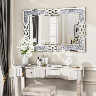 Grand Miroir Murale Décoration - Diamant Miroirs Rectangulaire - pour Entrée Chambre Salon Salle de Bain 90x60cm - Publicité Grand Miroir Murale Décoration - Diamant Miroirs Rectangulaire - pour Entrée Chambre Salon Salle de Bain 90x60cm - Publicité