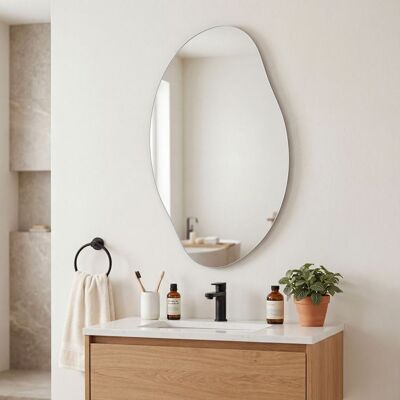 SONGMICS Miroir Décoratif Asymétrique Forme Pétale sans Cadre pour Salle de Bain Chambre Entrée 85 x 50 cm Noir - Publicité SONGMICS Miroir Décoratif Asymétrique Forme Pétale sans Cadre pour Salle de Bain Chambre Entrée 85 x 50 cm Noir - Publicité