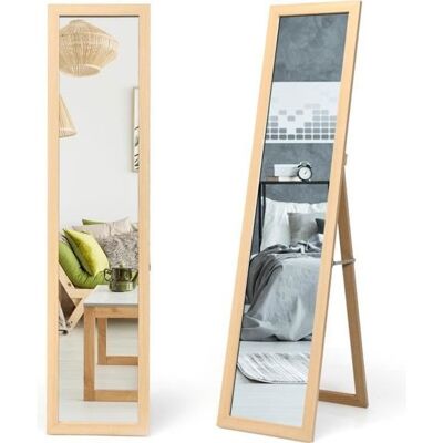 GIANTEX Miroir sur Pied/Mural 155 H X 37L X 50l CM Miroir Rectangulaire Psyché de Chambre Film Antidéflagrant+Cadre en MDF Naturel Beige - Publicité GIANTEX Miroir sur Pied/Mural 155 H X 37L X 50l CM Miroir Rectangulaire Psyché de Chambre Film Antidéflagrant+Cadre en MDF Naturel Beige - Publicité