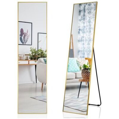 GIANTEX Miroir sur Pieds/Mural Rectangulaire- 160H x 40L cm- Psyché Grand pour Chambre Antidéflagrant- Cadre en Métal- Doré Jaune - Publicité GIANTEX Miroir sur Pieds/Mural Rectangulaire- 160H x 40L cm- Psyché Grand pour Chambre Antidéflagrant- Cadre en Métal- Doré Jaune - Publicité