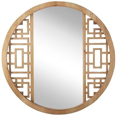 BELIANI Miroir rond 60 cm en bois clair FIRMINY Marron - Publicité BELIANI Miroir rond 60 cm en bois clair FIRMINY Marron - Publicité