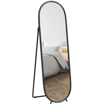 Grand miroir sur pied HOMCOM miroir ovale cadre en métal noir avec support pour entrée chambre dressing 40 x 160 cm Noir - Publicité Grand miroir sur pied HOMCOM miroir ovale cadre en métal noir avec support pour entrée chambre dressing 40 x 160 cm Noir - Publicité