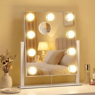 SONGMICS Miroir de Maquillage 9 Ampoules Miroir Grossissant 25 x 30 cm Blanc Blanc - Publicité SONGMICS Miroir de Maquillage 9 Ampoules Miroir Grossissant 25 x 30 cm Blanc Blanc - Publicité