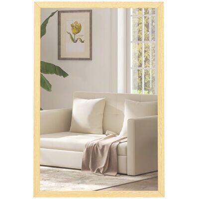 Miroir mural HOMCOM rectangulaire 60 x 40 cm cadre en bois naturel idéal pour la salle de bain salon ou chambre Beige - Publicité Miroir mural HOMCOM rectangulaire 60 x 40 cm cadre en bois naturel idéal pour la salle de bain salon ou chambre Beige - Publicité