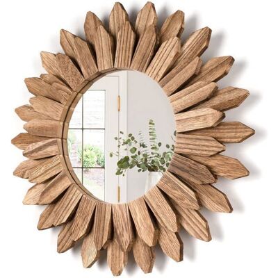 WEMAKMAK Bohême Miroirs Muraux Décoratifs pour Décorer la Maison la Chambre et Le Salon Miroir Mural Rond avec Cadre en Bois Marron - Publicité WEMAKMAK Bohême Miroirs Muraux Décoratifs pour Décorer la Maison la Chambre et Le Salon Miroir Mural Rond avec Cadre en Bois Marron - Publicité