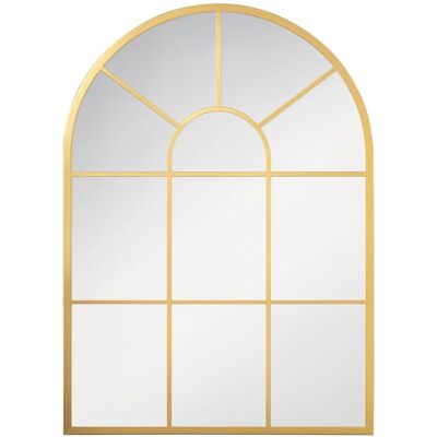 Miroir mural HOMCOM en métal cadre doré en forme de voûtée – 70 x 50 cm – décoration pour entrée chambre à coucher salon Jaune - Publicité Miroir mural HOMCOM en métal cadre doré en forme de voûtée – 70 x 50 cm – décoration pour entrée chambre à coucher salon Jaune - Publicité
