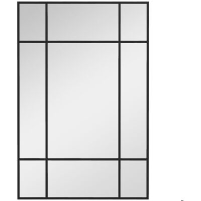 Miroir mural HOMCOM verrière rectangulaire style fenêtre horizontal ou vertical avec 4 crochets en métal noir - 90x60 cm Noir - Publicité Miroir mural HOMCOM verrière rectangulaire style fenêtre horizontal ou vertical avec 4 crochets en métal noir - 90x60 cm Noir - Publicité