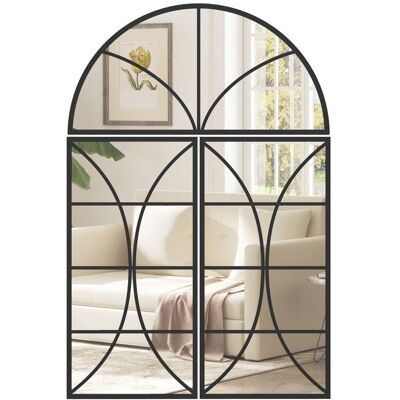 Miroir mural arqué - HOMCOM - lot de 3 pièces - verre trempé incassable cadre en métal - 80x120cm - noir Noir - Publicité Miroir mural arqué - HOMCOM - lot de 3 pièces - verre trempé incassable cadre en métal - 80x120cm - noir Noir - Publicité