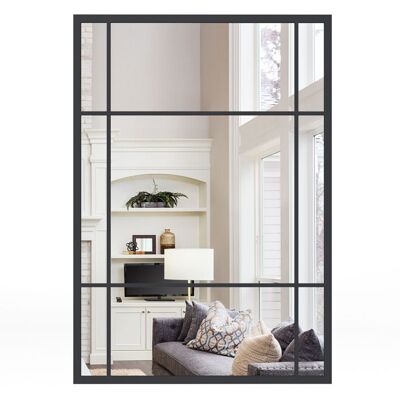 100 x 70 cm Miroir Mural Rectangulaire COSTWAY Orientation Horizontale Verticale Cadre en Métal Décoration Suspendu Entrée Salon Noir - Publicité 100 x 70 cm Miroir Mural Rectangulaire COSTWAY Orientation Horizontale Verticale Cadre en Métal Décoration Suspendu Entrée Salon Noir - Publicité