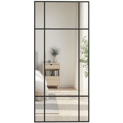 Miroir mural HOMCOM verrière rectangulaire style fenêtre horizontal ou vertical avec 4 crochets en métal noir - 110x50 cm Noir - Publicité Miroir mural HOMCOM verrière rectangulaire style fenêtre horizontal ou vertical avec 4 crochets en métal noir - 110x50 cm Noir - Publicité
