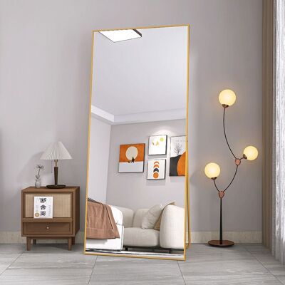 YLSZHYR Miroir sur Pied 180 x 80 cm Miroir Pleine Longueur Grand Miroir Mural Miroir de Sol Dressing Miroir Alliage dAluminium Cadre Or Jaune - Publicité YLSZHYR Miroir sur Pied 180 x 80 cm Miroir Pleine Longueur Grand Miroir Mural Miroir de Sol Dressing Miroir Alliage dAluminium Cadre Or Jaune - Publicité