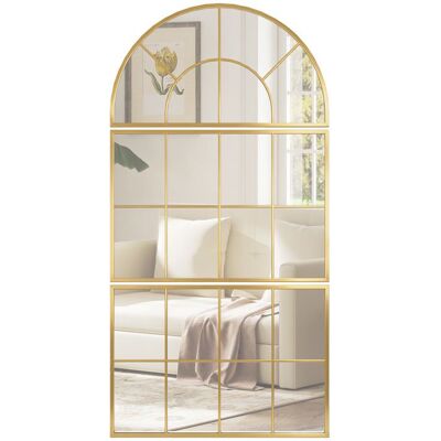 Miroir mural arqué - HOMCOM - en forme de fenêtre - ensemble 3 pièces - cadre en métal - pour salon couloir - 76 x 150 cm - doré Jaune - Publicité Miroir mural arqué - HOMCOM - en forme de fenêtre - ensemble 3 pièces - cadre en métal - pour salon couloir - 76 x 150 cm - doré Jaune - Publicité