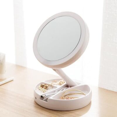 Spaire Miroir Maquillage 10X Double Face LED Miroir Grossissant Pliable pour Cosmétique et Soin de Peau avec Câble de données US Blanc - Publicité Spaire Miroir Maquillage 10X Double Face LED Miroir Grossissant Pliable pour Cosmétique et Soin de Peau avec Câble de données US Blanc - Publicité