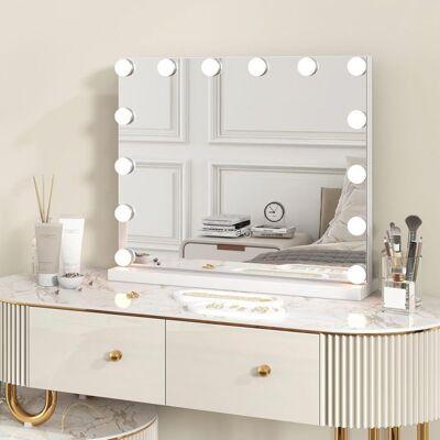 GIANTEX Miroir de Maquillage Hollywood Lumineux 14 LED- 3 Couleurs+ 3 Luminosités Réglables- Ecran Tactile- 50x 43x 12 CM Blanc - Publicité GIANTEX Miroir de Maquillage Hollywood Lumineux 14 LED- 3 Couleurs+ 3 Luminosités Réglables- Ecran Tactile- 50x 43x 12 CM Blanc - Publicité