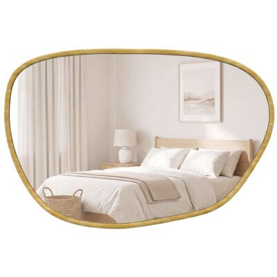 Miroir mural - HOMCOM - décoratif asymétrique - pour salle de bain chambre salon couloir - verre trempé - 90 x 60 cm - naturel Beige - Publicité Miroir mural - HOMCOM - décoratif asymétrique - pour salle de bain chambre salon couloir - verre trempé - 90 x 60 cm - naturel Beige - Publicité
