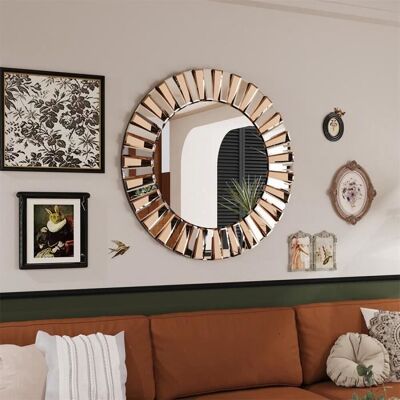 Miroir mural - UNHO - Miroir rond 60 cm - Cadre en verre - Argenté - Design contemporain - Publicité Miroir mural - UNHO - Miroir rond 60 cm - Cadre en verre - Argenté - Design contemporain - Publicité