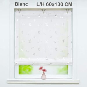 JOYSWAHL Store enrouleur bateau rideau romain courts voilage fenetre de salon avec suspension à crochet motif papillon Blanc L-H 60x130 CM Blanc - Publicité JOYSWAHL Store enrouleur bateau rideau romain courts voilage fenetre de salon avec suspension à crochet motif papillon Blanc L-H 60x130 CM Blanc - Publicité