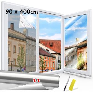 WELLEHOMI Film de fenêtre - Anti Regard - 90x400 cm - Anti Chaleur - Miroir - Protection Anti-UV Blanc - Publicité WELLEHOMI Film de fenêtre - Anti Regard - 90x400 cm - Anti Chaleur - Miroir - Protection Anti-UV Blanc - Publicité