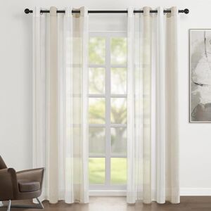 Topfinel Rideau Voilage 140x160cm BlancKaki Rayures Lot de 2 Transparent Voilage Fenetre à œillets dintérieur pour Salon Chambre Blanc - Publicité Topfinel Rideau Voilage 140x160cm BlancKaki Rayures Lot de 2 Transparent Voilage Fenetre à œillets dintérieur pour Salon Chambre Blanc - Publicité
