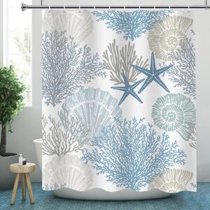 Rideau de douche - Coquille - Polyester - 180x200cm - Imperméable - Design contemporain Blanc - Publicité Rideau de douche - Coquille - Polyester - 180x200cm - Imperméable - Design contemporain Blanc - Publicité