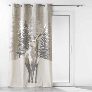 DOUCEUR D'INTÉRIEUR Rideau à œillets Yosemite 140 x 240 cm - 100% coton motif cerf (beige) Beige - Publicité DOUCEUR D'INTÉRIEUR Rideau à œillets Yosemite 140 x 240 cm - 100% coton motif cerf (beige) Beige - Publicité