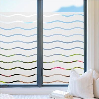 Rabbitgoo Film adhesif vitrage motif Vague Anti UV Depoli Film pour Vitre Protection Intimité pour Maison Bureau 90x300cm Blanc - Publicité Rabbitgoo Film adhesif vitrage motif Vague Anti UV Depoli Film pour Vitre Protection Intimité pour Maison Bureau 90x300cm Blanc - Publicité