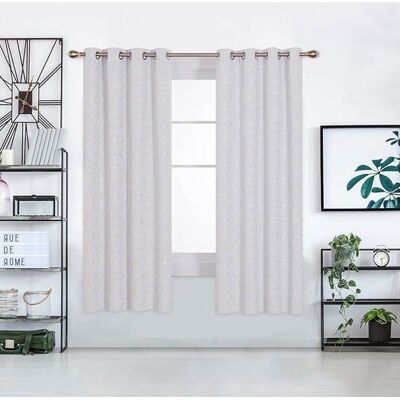 Deconovo Lot de 2 Rideaux Occultants Gris Perle Or Thermique Anti Froid Décoration Décoration Imprimé Motif Oeillets 117x229 CM Gris - Publicité Deconovo Lot de 2 Rideaux Occultants Gris Perle Or Thermique Anti Froid Décoration Décoration Imprimé Motif Oeillets 117x229 CM Gris - Publicité