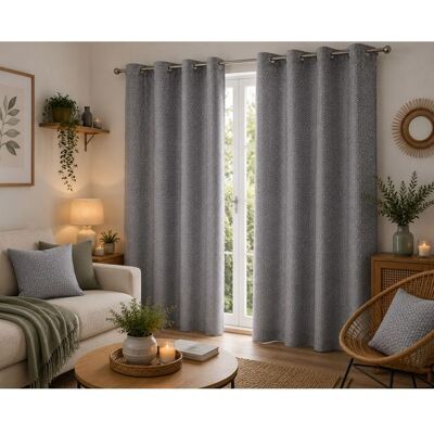 Rideau à œillets - EDEN - Optic Gris - 140x240 cm - Gris uni - Prêt à poser (œillets métalliques) Gris - Publicité Rideau à œillets - EDEN - Optic Gris - 140x240 cm - Gris uni - Prêt à poser (œillets métalliques) Gris - Publicité