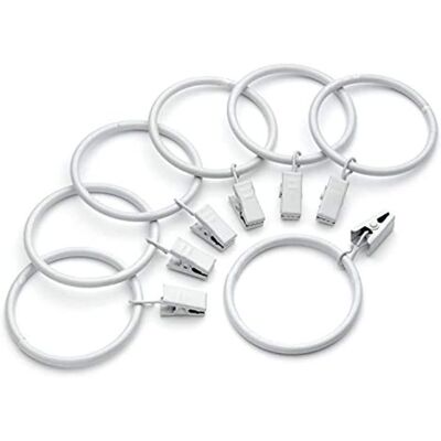 NOBRAND 20 pièces Blanc Anneaux de Rideaux avec Pinces Metal Rideau Clips Crochet Résistants à la Rouille Blanc - Publicité NOBRAND 20 pièces Blanc Anneaux de Rideaux avec Pinces Metal Rideau Clips Crochet Résistants à la Rouille Blanc - Publicité