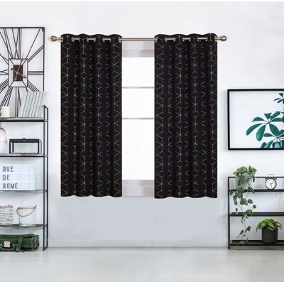 Deconovo Lot de 2 Rideaux Opaques Thermiques à œillets pour Chambre à Coucher - 140*229 cm (Hauteur x Largeur) - Noir Noir - Publicité Deconovo Lot de 2 Rideaux Opaques Thermiques à œillets pour Chambre à Coucher - 140*229 cm (Hauteur x Largeur) - Noir Noir - Publicité