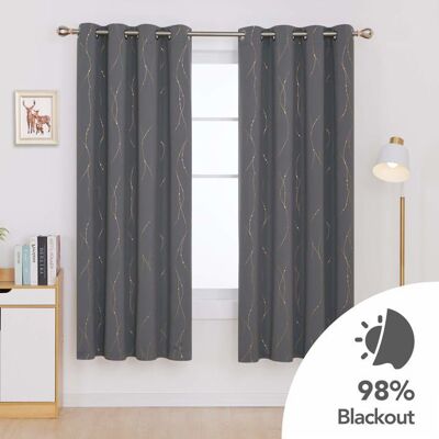 Deconovo Rideaux occultants à œillets 140 x 138 cm (l x h) - Bleu Marine - Lot de 2 Rideaux occultants imprimés pour Chambre à - Publicité Deconovo Rideaux occultants à œillets 140 x 138 cm (l x h) - Bleu Marine - Lot de 2 Rideaux occultants imprimés pour Chambre à - Publicité