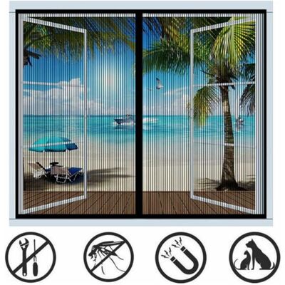NOBRAND Moustiquaire Fenêtre Magnétique 130x140cmMoustiquaire Porte sans PercerRideau Anti Moustique pour Plupart des Types de Fenêtres - Publicité NOBRAND Moustiquaire Fenêtre Magnétique 130x140cmMoustiquaire Porte sans PercerRideau Anti Moustique pour Plupart des Types de Fenêtres - Publicité