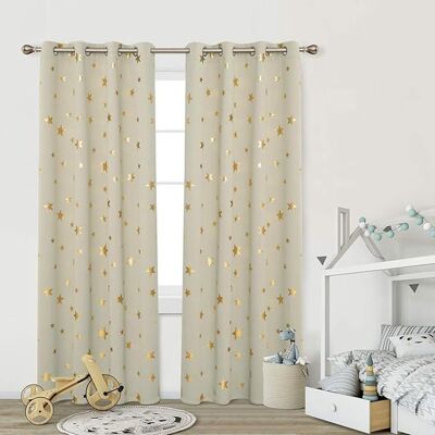 Deconovo - Stelle d'Oro - 2pc 117x183 cm - Beige Foncé - Rideaux occultants - Publicité Deconovo - Stelle d'Oro - 2pc 117x183 cm - Beige Foncé - Rideaux occultants - Publicité