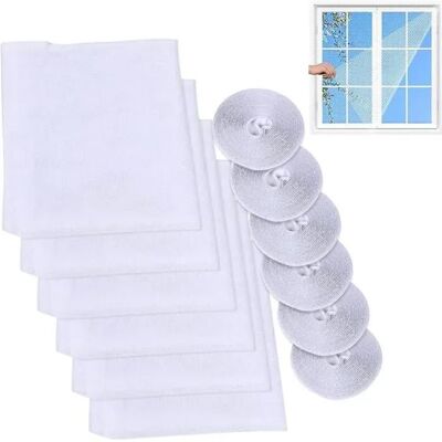 NOBRAND Lot de 6 moustiquaires pour fenêtre avec ruban adhésif pour la maison et le bureau 130 x 150 cm (blanc) - Publicité NOBRAND Lot de 6 moustiquaires pour fenêtre avec ruban adhésif pour la maison et le bureau 130 x 150 cm (blanc) - Publicité
