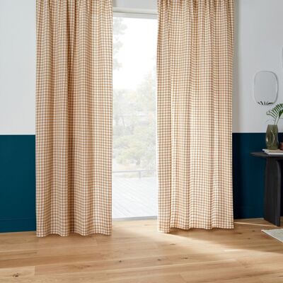 ATMOSPHERA Rideau à passe-tringle en coton vichy Beige 140x260 cm Beige - Publicité ATMOSPHERA Rideau à passe-tringle en coton vichy Beige 140x260 cm Beige - Publicité