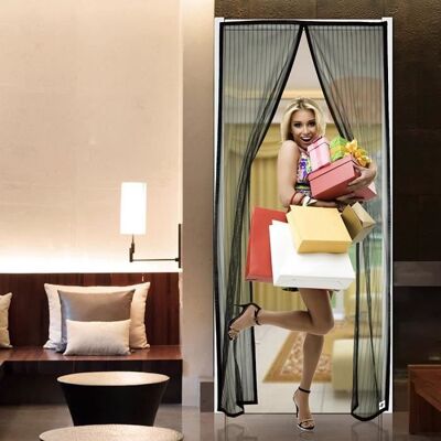 Moustiquaire - APALUS - Rideau Aimanté 100x220CM - Fixation Auto Agrippante - Passage Mains Libres - Noir - Publicité Moustiquaire - APALUS - Rideau Aimanté 100x220CM - Fixation Auto Agrippante - Passage Mains Libres - Noir - Publicité