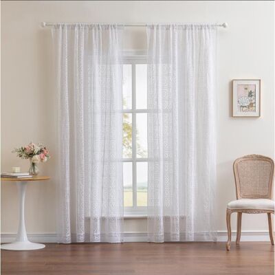 NOBRAND Rideaux rustiques au crochet pour salon Rideau en dentelle tricotée Farmhouse Hollow blanc140x220cm Blanc - Publicité NOBRAND Rideaux rustiques au crochet pour salon Rideau en dentelle tricotée Farmhouse Hollow blanc140x220cm Blanc - Publicité