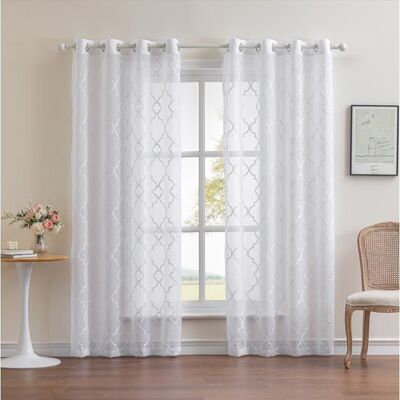 NOBRAND Rideaux semi-transparents brodés Rideaux à œillets en simili lin pour chambre à coucher blancs140x160cm Blanc - Publicité NOBRAND Rideaux semi-transparents brodés Rideaux à œillets en simili lin pour chambre à coucher blancs140x160cm Blanc - Publicité