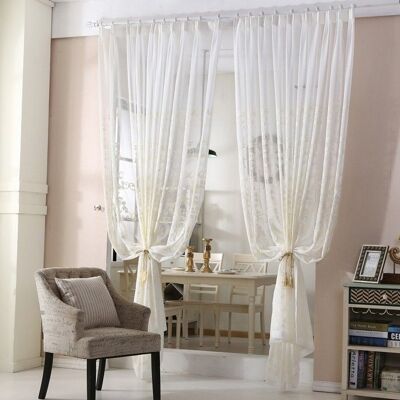 NOBRAND Rideaux voilés brodés de luxe de style européen blancs brodés laissant passer la lumière 132 x 220cm Blanc - Publicité NOBRAND Rideaux voilés brodés de luxe de style européen blancs brodés laissant passer la lumière 132 x 220cm Blanc - Publicité