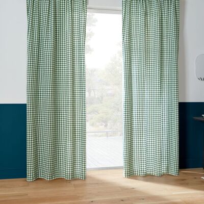 ATMOSPHERA Rideau à passe-tringle en coton vichy Vert 140x260 cm Vert - Publicité ATMOSPHERA Rideau à passe-tringle en coton vichy Vert 140x260 cm Vert - Publicité