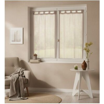 Eden Paire de Voile raye 60 x 90 cm Horizon taupe Marron - Publicité Eden Paire de Voile raye 60 x 90 cm Horizon taupe Marron - Publicité