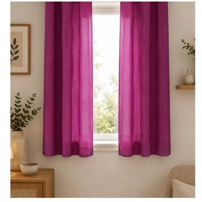 Eden Paire de Rideaux Voile 60 x 120 cm Brise bise fuchsia Rose - Publicité Eden Paire de Rideaux Voile 60 x 120 cm Brise bise fuchsia Rose - Publicité