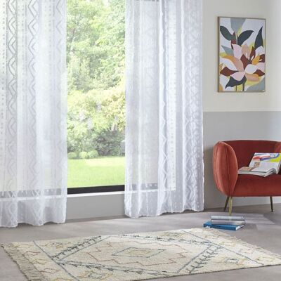 Voilage Jacquard Sama tamisant 140 x 240 cm Atmosphera - Blanc - Blanc - Blanc - Publicité Voilage Jacquard Sama tamisant 140 x 240 cm Atmosphera - Blanc - Blanc - Blanc - Publicité