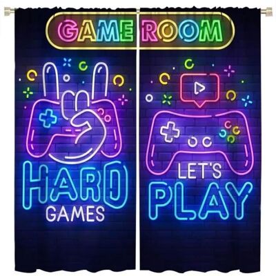 NOBRAND Rideaux occultants pour chambre à coucher Gamepad Gamer - Multicolore - Passe-tringle - Contemporain - Design - Publicité NOBRAND Rideaux occultants pour chambre à coucher Gamepad Gamer - Multicolore - Passe-tringle - Contemporain - Design - Publicité